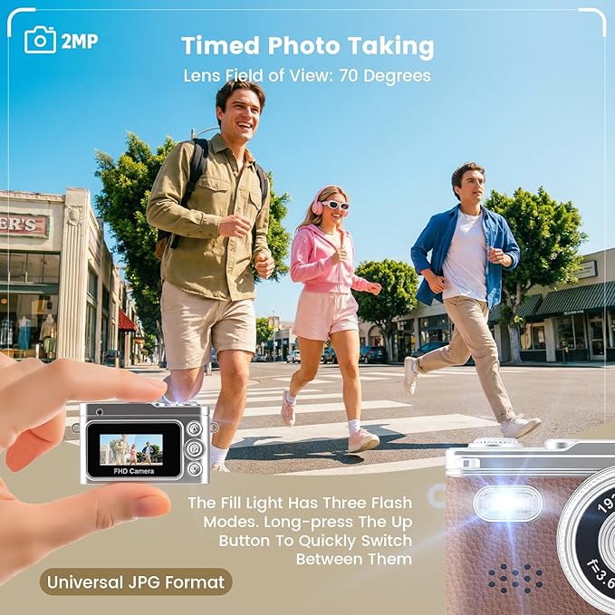 Mini Digital Camera Keychain, 1080P Y2k Keychain Camera with 0.96" Screen, Portable 20g Vintage Camcorder for Vlogging, Travel, Concerts and EDC, Retro Tiny Video Camera with Flash, 32G SD Card,Type-C
