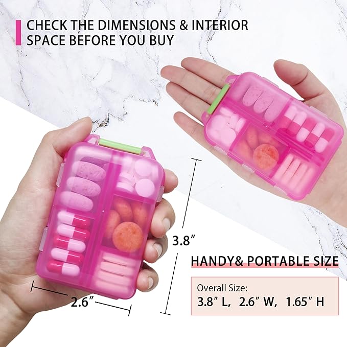 Large Pill Organizer with Medicine Labels - 7 Day Travel Daily Container, Mini Medication Storage Case (Blue, 161 Labels)