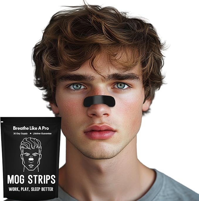 Mog Nasal Strips (30 Pack - Extra-Strong) No More Sleep Headaches - Helps with Snoring, Nasal Congestion & Exercise - Non-Invasive Anti Snoring Strips - Better Sleep - Nasal Strips - Nose Tape