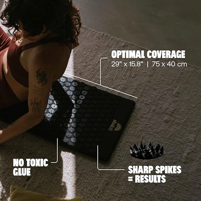 ShaktiMat Acupressure Mat for Relaxation, Massage Muscles, Aid Sleep & Unlock Inner Tension, Similar to Acupuncture, No Needles Required (Premium, Level 3, Shakti Black)