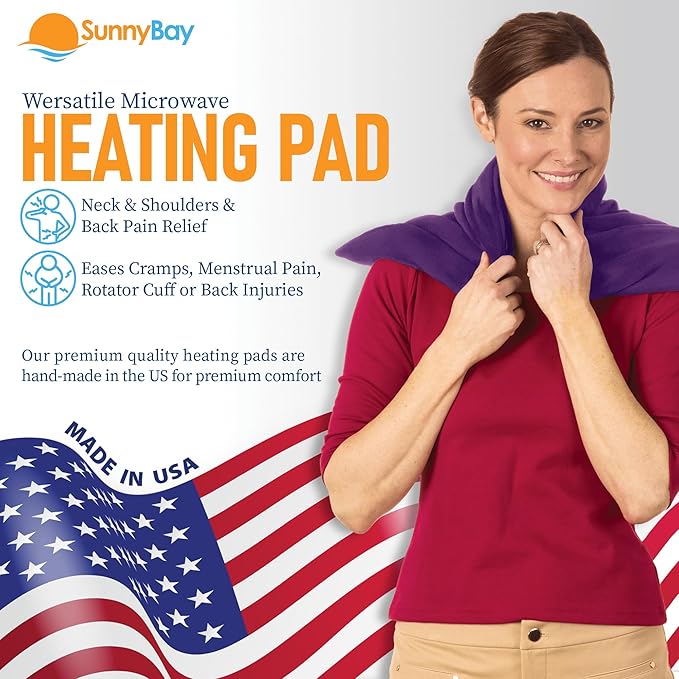 SunnyBay Extra Large Microwave Heating Pad, Microwavable Heavy Weighted Full Body Moist Hot Pack and Washable Fleece Cover, 10x24 Inches, 2.8 lbs, Purple
