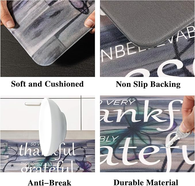 Kitchen Mat, Anti-Fatigue Mats Kitchen, Cushioned Kitchen Runner Rug, PVC Ergonomic Comfort Standing mats, Water Proof Non Slip Kitchen Floor Rugs, for Kitchen Home, Sink