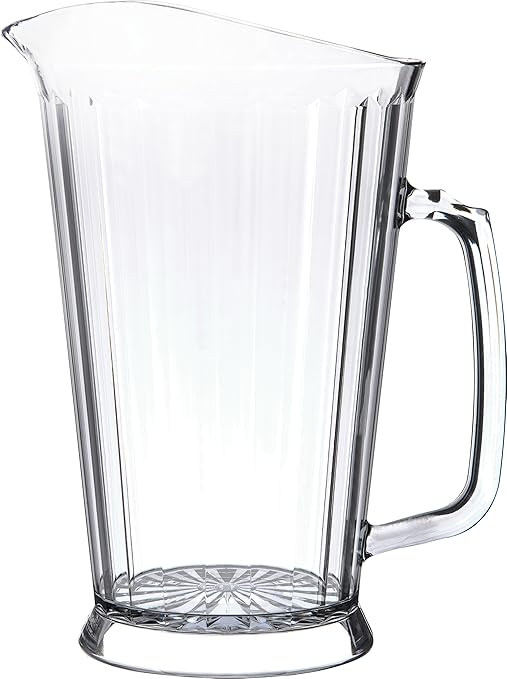Carlisle FoodService Products Crystalite Tall Pitcher Rounded Pitcher for Restaurants, Catering, Kitchens, Plastic, 60 Ounces, Clear