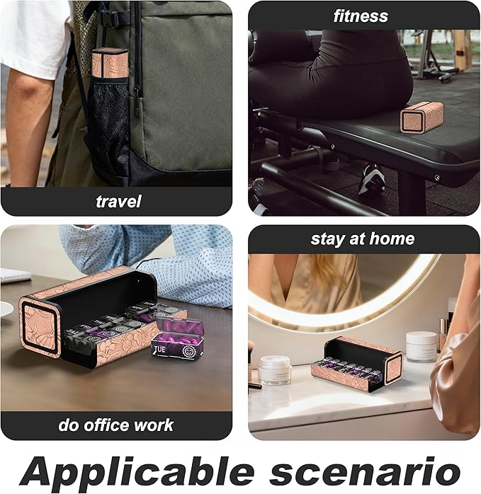 Pill Organizer 7 Day AM PM, Discreet 2 Times a Day Weekly Pill Box with Double Protection Shell, Large Capacity Portable Vitamin Case for Travel Meds & Medicine Organizer (Organge-Pink)
