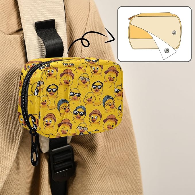 Yellow Duck Portable Pill Case Travel Pill Organizer Cute Cartoon Zipper Pill Box to Hold Vitamins Large Capacity Medicine Bag