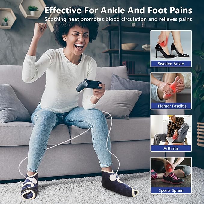 Feet Heating Pads for Women and Men, 2PCS Deep-Penetrating Electric Heated Foot Wrap for Neuropathy Pain Relief, Heating Pad for Feet Pain Relief, 86℉-158℉ & Auto Shut Off