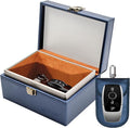 Faraday Box for Car Keys, Faraday Key Fob Protector Box, Anti Theft Car Keys Faraday Cage, Keyless Entry Protector Faraday Pouch for key fob, RFID Signal Blocking Box(Blue,S)