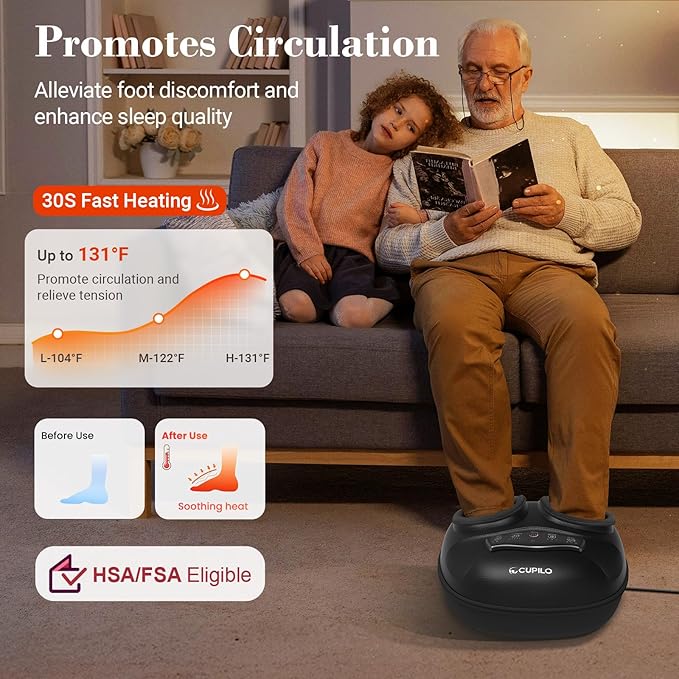 FSA Foot Massager with Heat and Remote - HSA Eligible, Feet Massager for Plantar Fasciitis & Neuropathy, Shiatsu Deep Kneading for Foot Pain Relief, Gifts for Women Mom