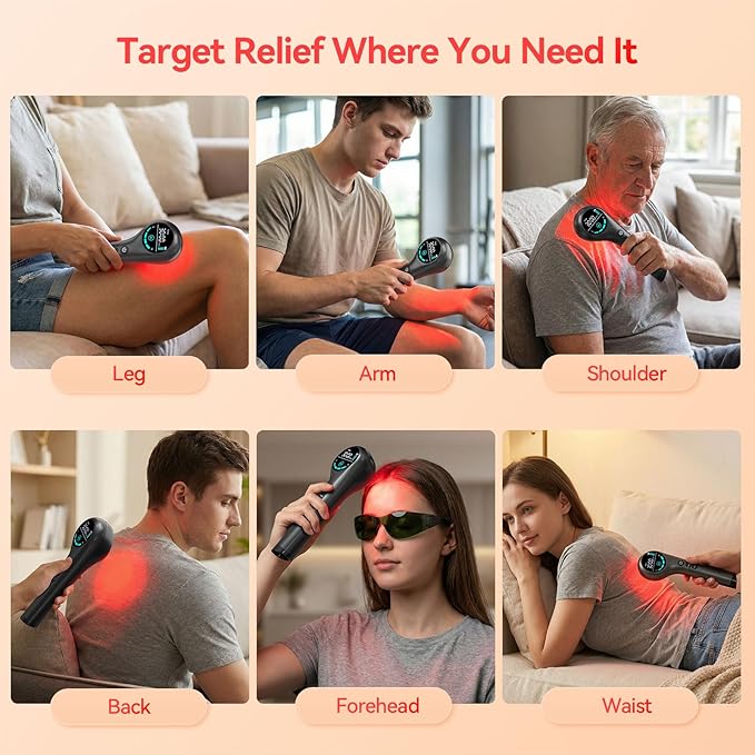 Red Light Therapy Device, Handheld Dual 660nm & 808nm Wavelength Infrared Light Therapy Wand for Body, Knee, Shoulder, Back, Joint & Pet, Promotes Pain Relief, Portable with Stand for Home Use