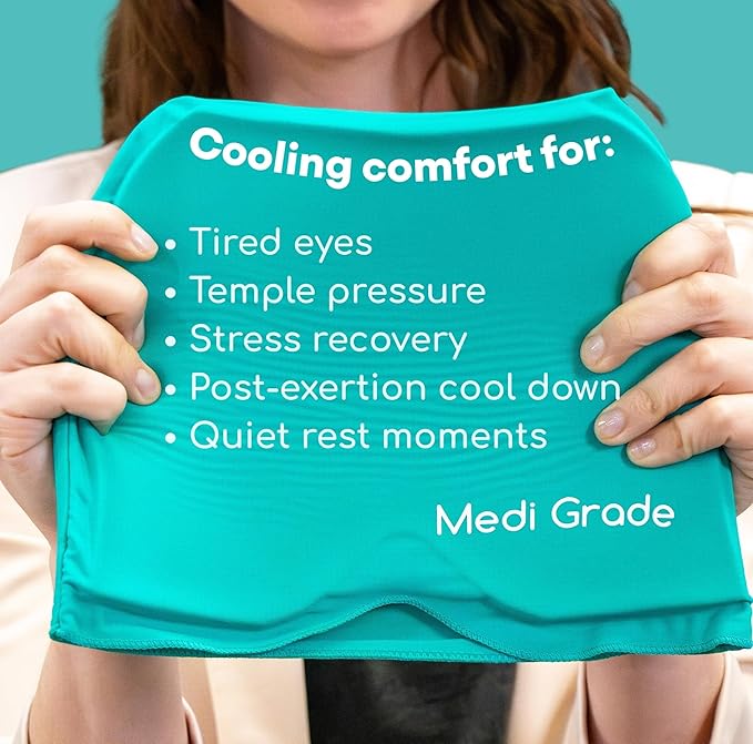 Medi Grade Migraine Relief Cap - Cooling Compression Headache Relief Cap with Full Coverage - Soft Flexible Fabric Gel Migraine Cap that Blocks Light, Reusable Migraine Mask for Cold Therapy