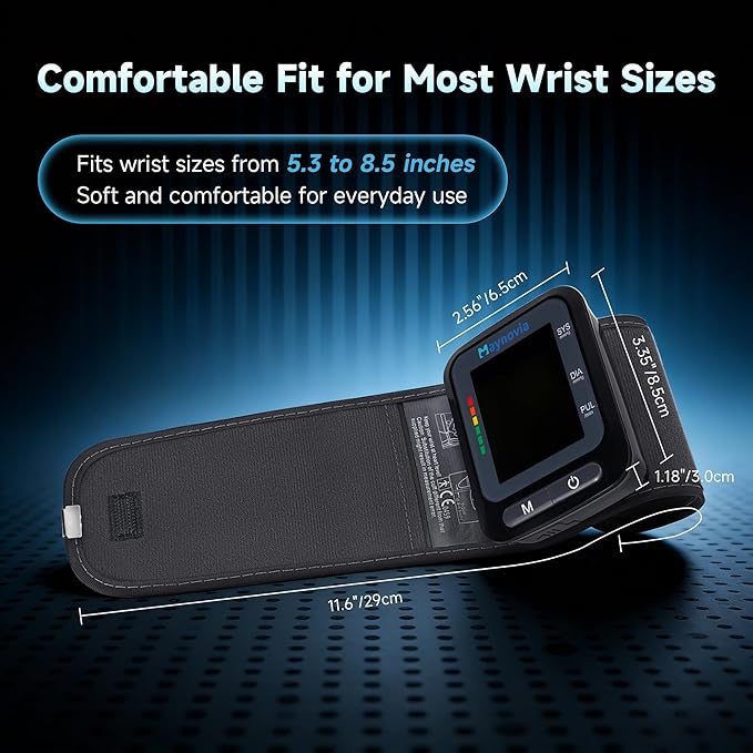Wrist Blood Pressure Monitor, Blood Pressure Cuff Wrist for Home Use, Automatic Digital BP Monitor with Large Backlit Display, 2 User 120 Memory, Adjustable 5.3"-8.5" Cuff