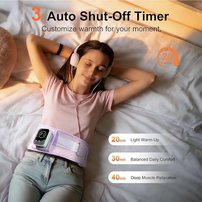 Graphene-Infused Cordless Heating Pad with Massager for Back, 5000mAh Rechargeable Portable Lower Back Massager with 3 Heat 3 Vibration with 20/30/40 mins Timer Options, Gifts for Women Men Mom Dad