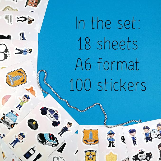 BulbaCraft 100Pcs Police Stickers, Cops Sticker, Police Man Laptop Decals, Cops Party Decorations, Gifts for Women & Men