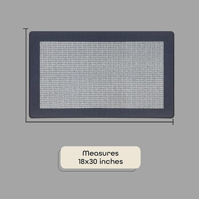 Anti-Fatigue Floor Comfort Mat - 18 x 30 Inch (Clarke Navy) - Non-Slip Kitchen Mats for Floor - Easy to Clean Cushioned Standing Mat for Bathroom & Office Desk - Achim Home Décor