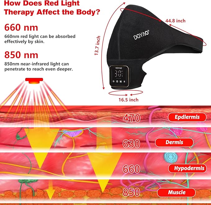 Cordless Red Light Therapy for Shoulder, Near Infrared Light Therapy Device Pulse for Elbow Shoulder Arm Joint Pain Relief Muscle Relax, Portable for Home Office Business Trip Use