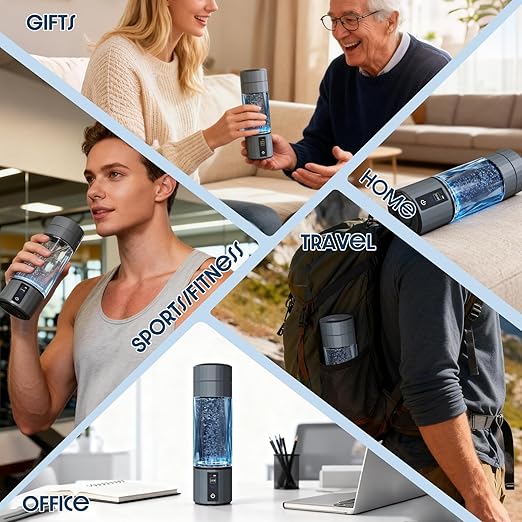 Premium Hydrogen Water Bottle Generator, Up to 6700+ PPB Water Hydrogenator with Color Screen and Timer-Enabled, 8 oz Hydrogenated Water Bottle, SPE+PEM Tech, Hydrogen Water Generator, Gift Box