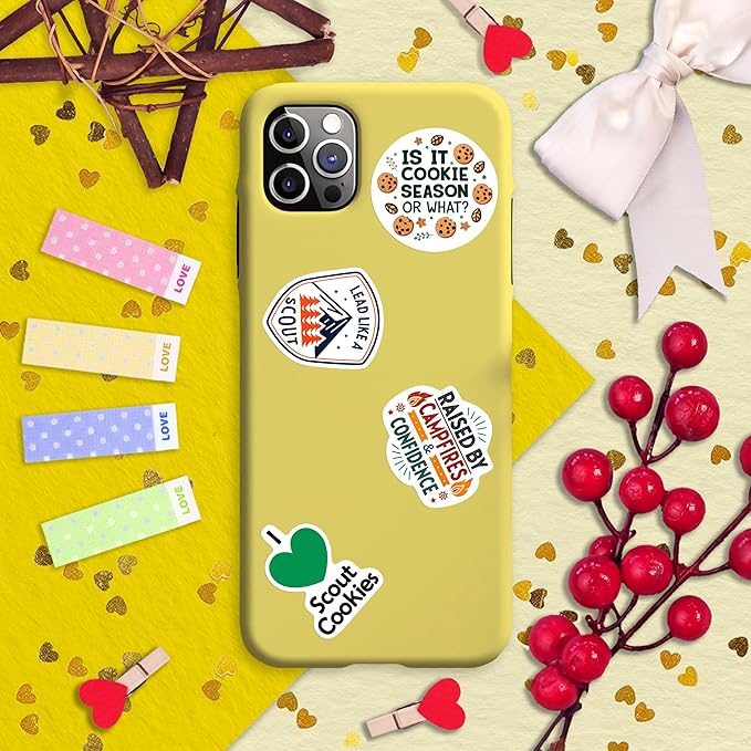 100Pcs Camping Girl Stickers for Water Bottle, Laptop - Cookie Dealer Stickers - Camping Party Supplies & Gifts for Girl - Outdor Adventure Decals - Gift for Women & Men