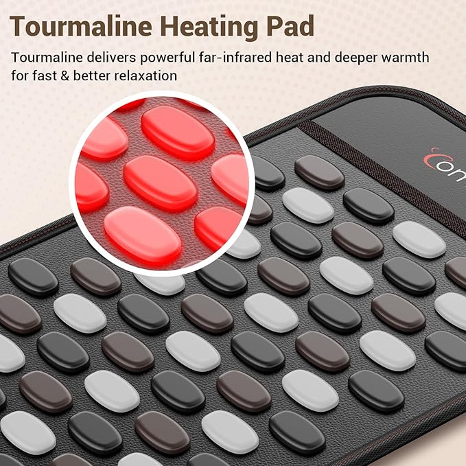 Comfytemp Far Infrared Heating Pad for Back, FSA Eligible HSA 65 Tourmaline Natural Stones FIR Deeper Heat Electric Pads for Waist Soothing Warmth, 6 Heat 8 Timer, Birthday Gifts for Mom Dad,12''×24''