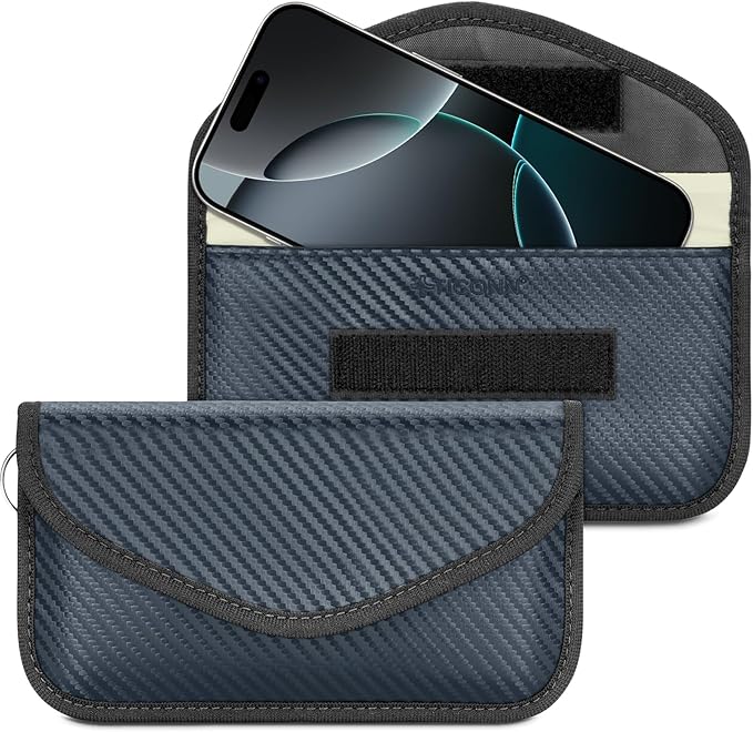 TICONN 2PK Faraday Bags for Car Keys Fob, 7.75"X4.25" Faraday Cage Protector, Car RFID Signal Blocking, Anti-Theft Pouch Anti-Hacking Case Blocker (Navy, L)