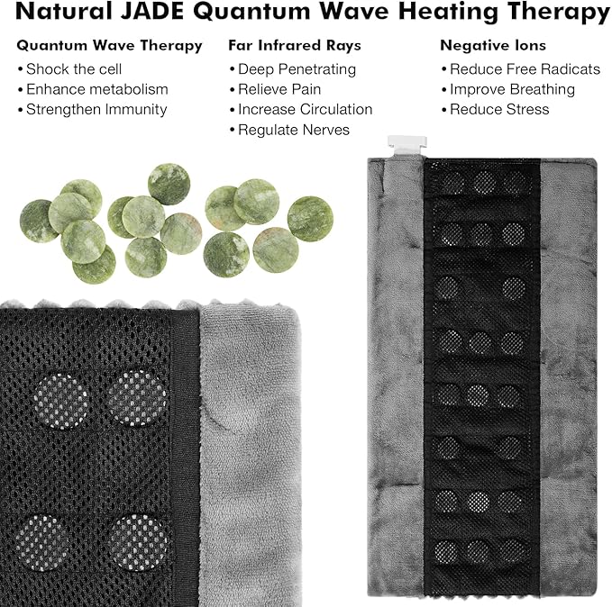 Dowin Far Infrared Heating Pad - Natural Jade Vibrating Massaging Weighted Heating Pad for Neck and Shoulders, Electric Heat Pad with 3 Heating Levels & 3 Vibrating Settings, 6.3lbs 20" x 24"