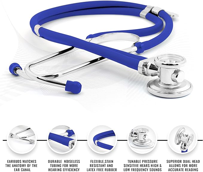 ASA TECHMED Nurse EMT Starter Pack Stethoscope, Blood Pressure Monitor and Trauma 7.5" EMT Shear Ideal Gift for Nurses, Medical Students, Firefighters, Police and Personal Use (Royal Blue) Standard