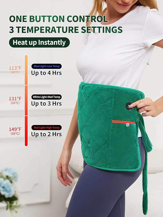 Vofuoti Portable Heating Pad, Cordless Weighted Heating Pads with 10000mAh Battery and 3 Heat Settings, Electric Heated Pad for for Back, Abdomen, Neck & Shoulder, Gift for Family, 12" x 24"
