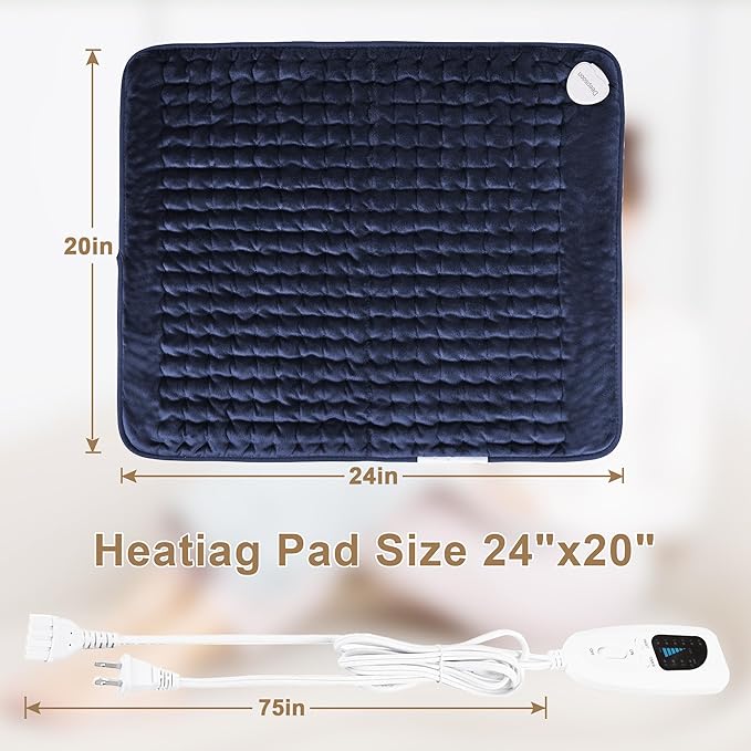 Deepsoon Heating Pad,Electric Heating Pads for Back,Neck,Moist Heating Pad for Shoulder,Knee,Arms,Legs,Dry/Moist Heat & Auto Shut Off,Birthday Gifts for Men and Women