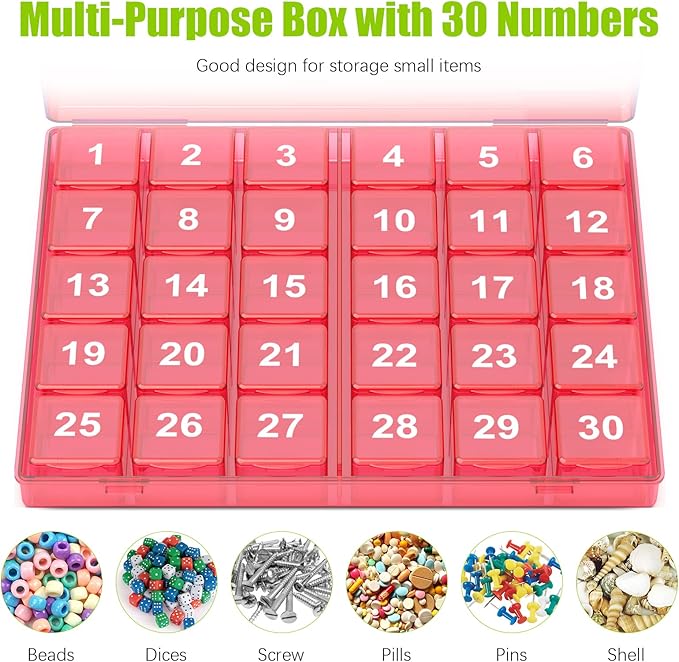 Monthly Pill Organizer Once a Day - 30 Day Pill Organizer Box - Easy to Open - Large Compartments Portable Case for Travel, Month Pill Cases Medicine Organizer for Vitamin (Pink)