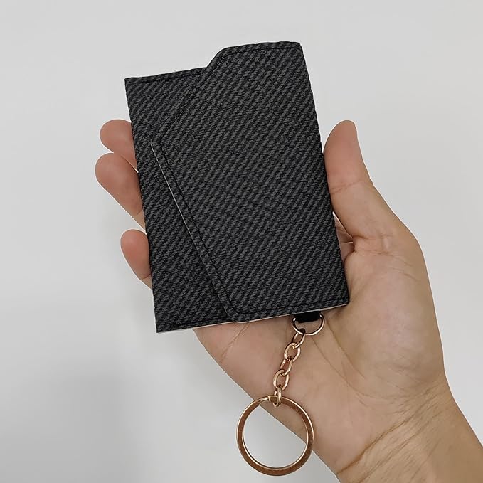 Birth Control Pill Case Wallet PU Leather Medicine Holder Keychain (Dark Gery)