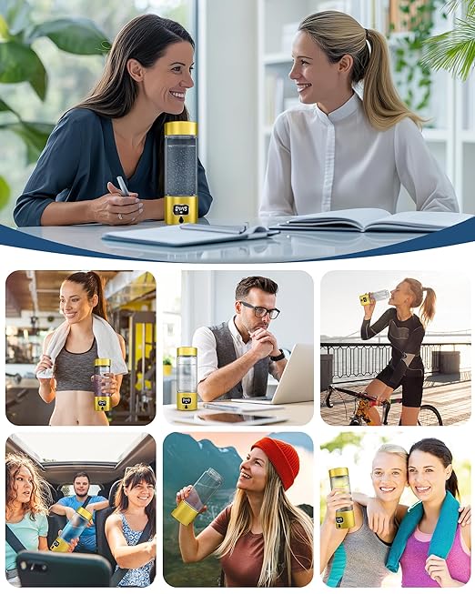 Hydrogen Water Bottle - Portable Rechargeable Water Bottle with LED Timer, Aluminum and Glass, 5000 PPB Hydrogen Production, Gift for Husband Wife Father Friend Client (Gold, 11.6Oz)