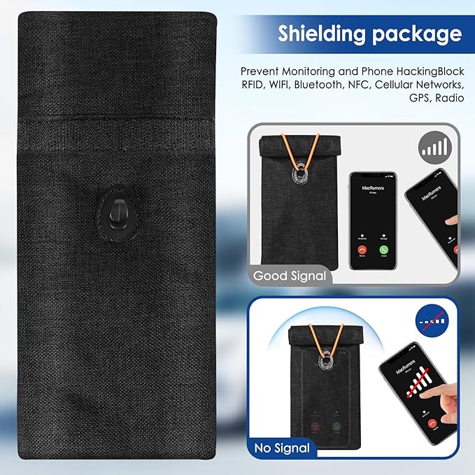 Faraday Bag, RFID Signal Blocking Bag, GPS Car Key Cell Phone Signal FOB Blocker Wallet Shielding Pouch Privacy Protective Case, Car Security Protection, Anti-Theft Pouch, Anti-Tracking Anti-Spying