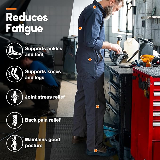 Anti Fatigue Mats Industrial 2' x 7' 15/16" Thick Ergonomic Standing Mat Commercial Kitchen Mat Heavy Duty Diamond Plate Cushioned Shop Floor Mats Helps Relieve Back and Leg Soreness