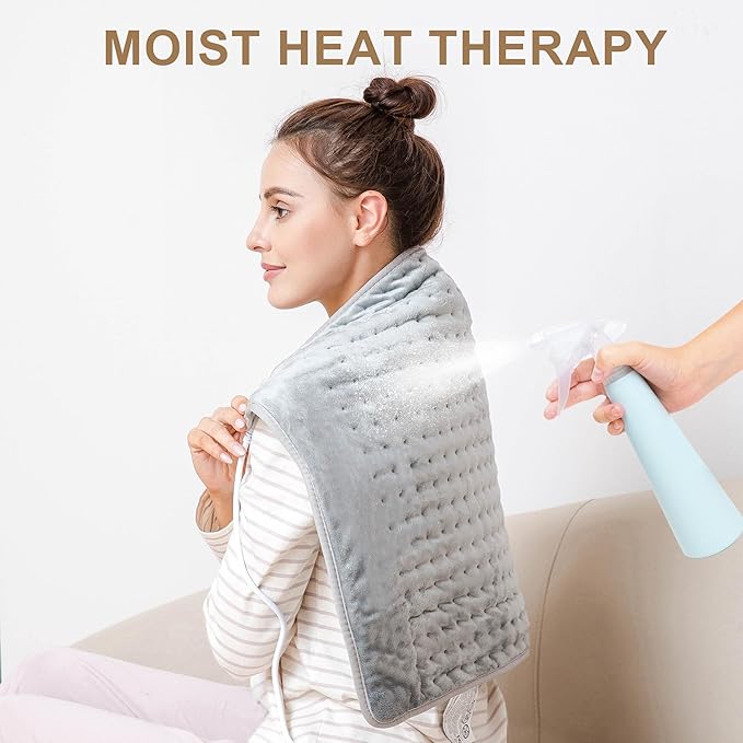 Deepsoon Heating Pad,Electric Heating Pads for Back,Neck,Abdomen,Moist Heating Pad for Shoulder,Knee,Arms,Legs,Dry/Moist Heat & Auto Shut Off,Christmas Gifts for Men and Women,Light Gray,24x20 Inch