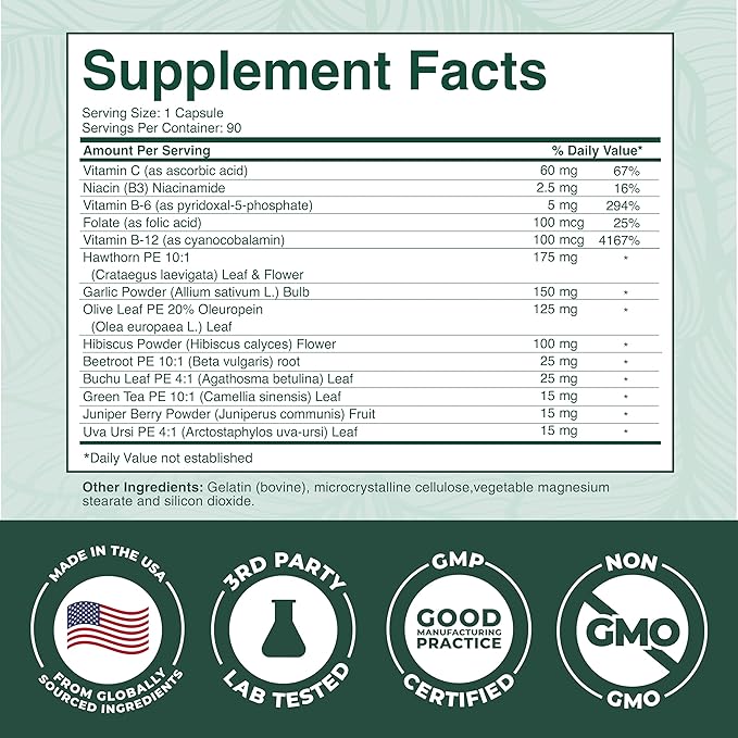 PurePremium Beet Root Capsules for Blood Pressure Support – 14-in-1 Formula with Beetroot Powder, Hawthorn, Hibiscus & Garlic for Normal Nitric Oxide Production & Heart Health – Non-GMO - 90ct