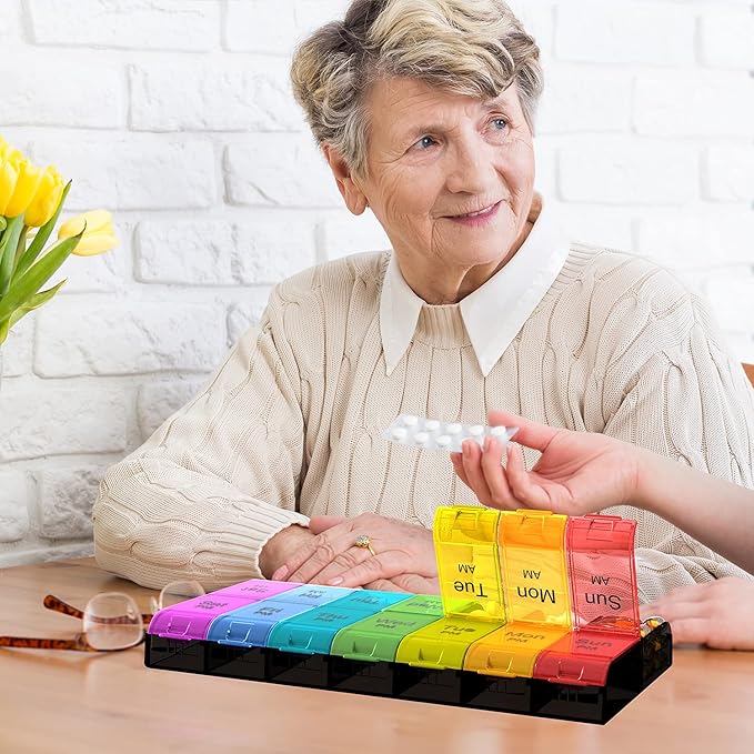 （2 Pack Set） Colorwing Extra Large Pill Organizer 2 Week Solution