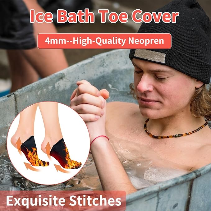 2 Pairs Ice Bath Toe Socks, Cold Plunge Toe Covers, Ice Bath Toe Booties Cold Plunge Toe Booties, Cold Plunge Tub Accessories, Reusable Neoprene Toe Warmers for Cold Plunge at Home