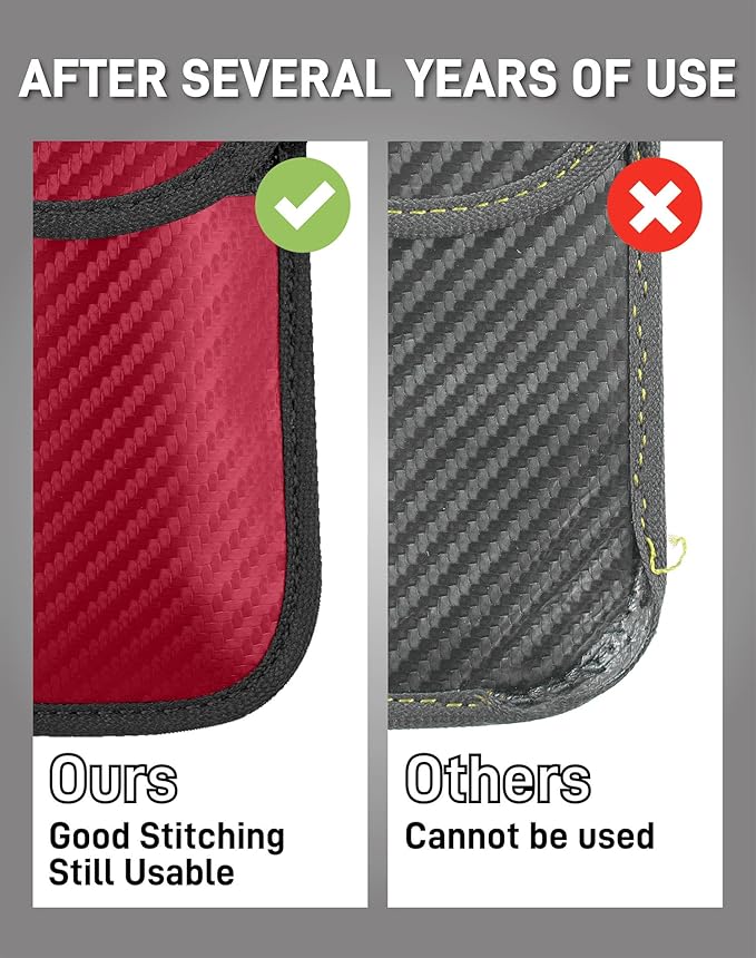 Upgraded Faraday Bag for Key Fob (2 Pack), Premium Faraday Key Fob Protector– Car RFID Signal Blocking, Car Security Protection, Anti-Theft Pouch, Anti-Hacking Case Blocker Red