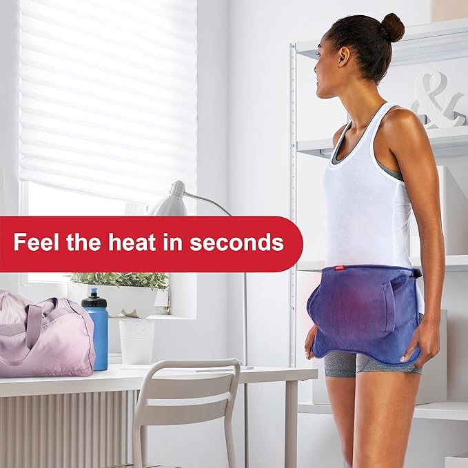 Sunbeam Carbon Fiber Thermabelt Infrared Heating Pad, 12x21in, for Period Cramps, Stomach Cramps, Lower Back