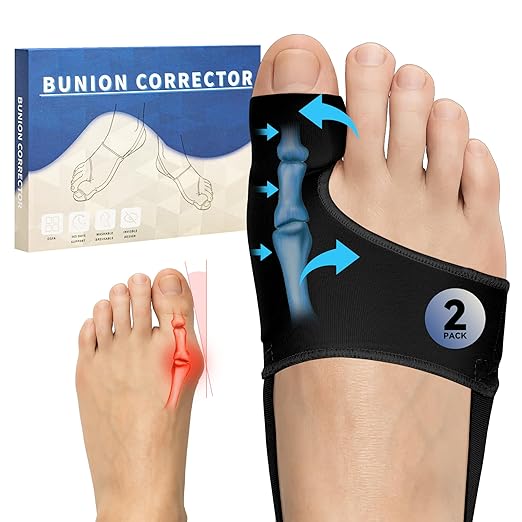 2 PCS Bunion Corrector for Women & Men - Big Toe Straightener with Splint & Pads,Breathable & Comfortable Big Toe Alignment Splint,Bunion Pain Relief Socks for Day/Night Support