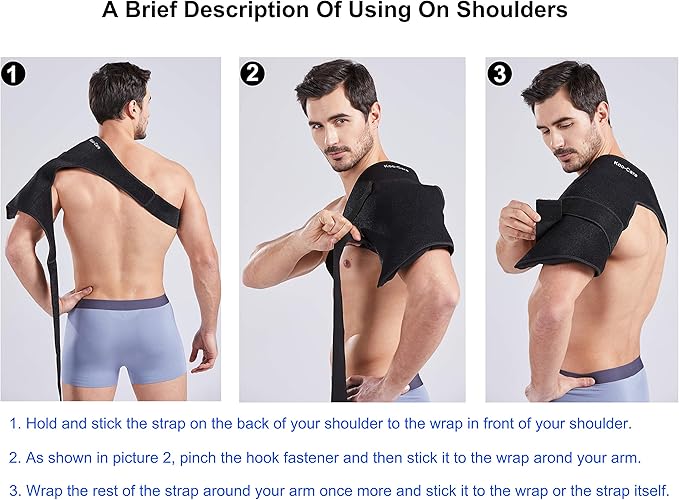 Koo-Care Large Flexible Gel Ice Pack & Neoprene Wrap with Elastic Straps for Hot Cold Therapy - Pain Relief for Shoulder Rotator Cuff Back Hip Entire Knee - 11" x 14"