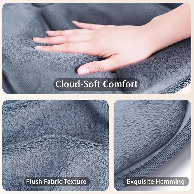 Back Massager with Soft Plush Fabric Cover, Massage Seat Cushion with 8 Vibration Motors & 2 Heating Levels, Chair Massager for Recliner, Office Chair, Sofa Use
