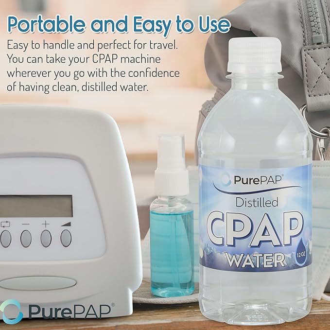 Distilled Water - 12-Pack of 12oz Bottles for CPAP Machine Humidifier - Clean, Safe