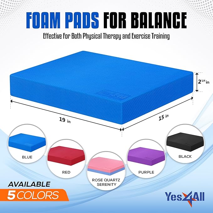 Yes4All Balance Pad, Nonslip TPE Foam Balance Pad with Upgraded Sizes - L, XL, XXL Balance Mat for Fitness, Yoga & Stability Training - Multicolor Options
