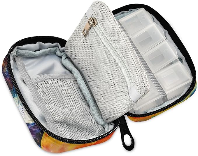 Pill Box Fun Cow 7 Day Pill Case Travel Pill Organizer Bag with Zipper Portable Weekly Vitamin Medicine Supplement Holder Pouch Bag