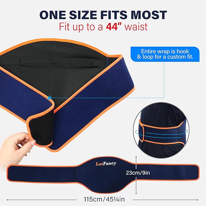 LotFancy Ice Pack for Back Pain Relief, 2 Gel Hot Cold Packs with Wrap for Lower Back Waist Hip Lumbar Abdomen Sciatica Tailbone Pain, Reusable Cooling Heating Therapy Compress