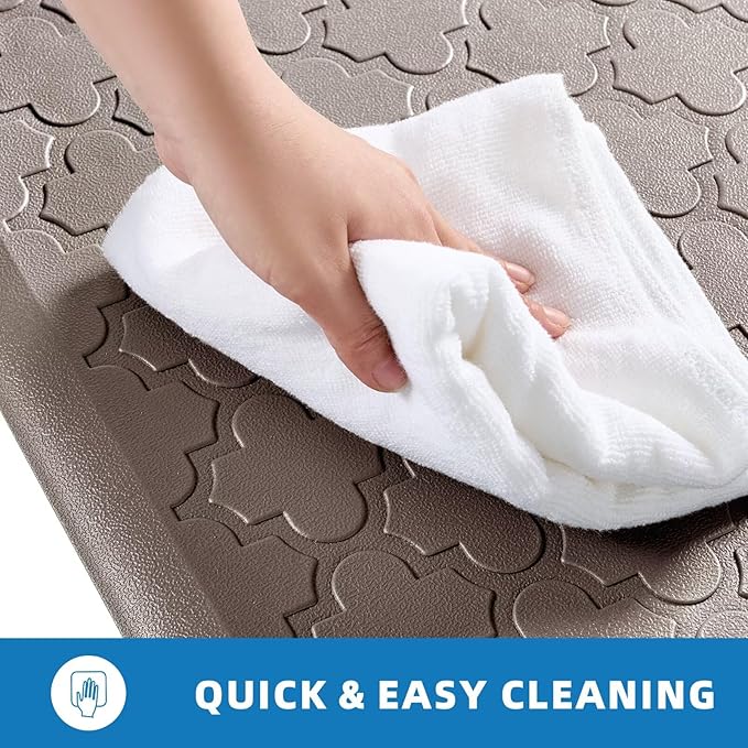 Kitchen Mats for Floor 2 Piece - Anti Fatigue Mats for Kitchen Floor - Non Slip Cushioned Rugs for Standing, Office, Sink, Laundry, Khaki