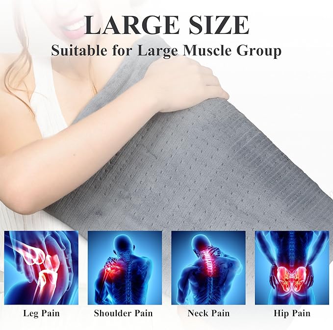 Heating Pad for Back Pain and Cramps Relief，19"x24" Large Electric Heated Pad for Shoulder,Neck,Moist Heat,2 Hours Auto-Off Hot Heated Lap Pad，Machine Washable