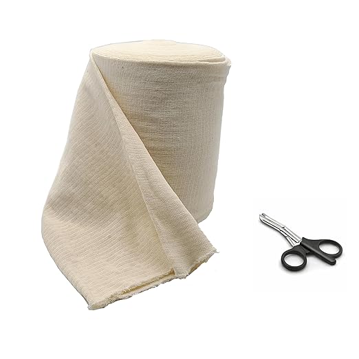 Tubular Compression Bandage Size J (6.9” x 33 ft) – Elastic Stockinette Support Sleeve for Waist, Trunks, Thick Quads – Cut-to-Fit, Washable Reusable, No Tape – Plus Medical Scissors
