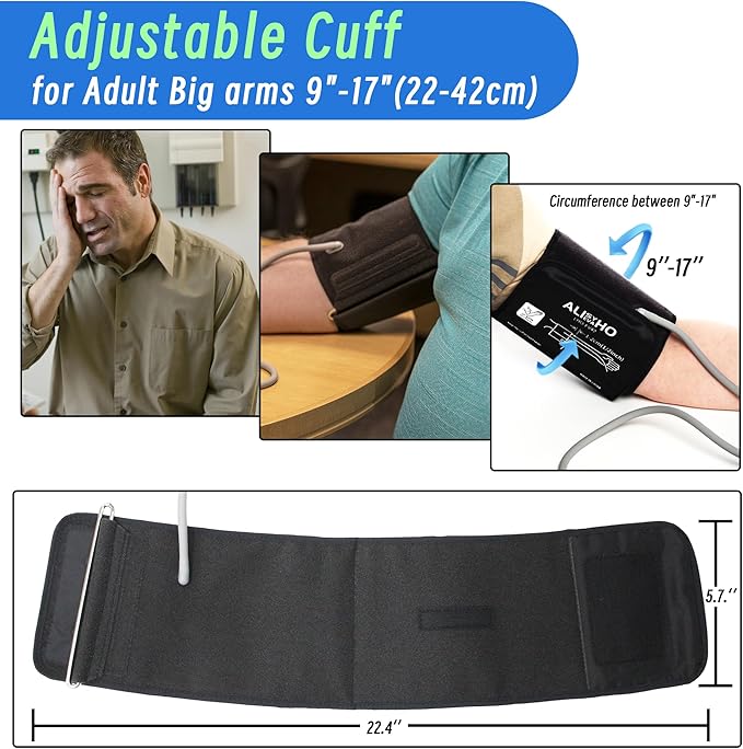 Quality Blood Pressure Cuff Compatible with Omron 9"-17"(22-42cm) Replacement Cuff Wide Range D-Ring for Adult Big Arms Home Use