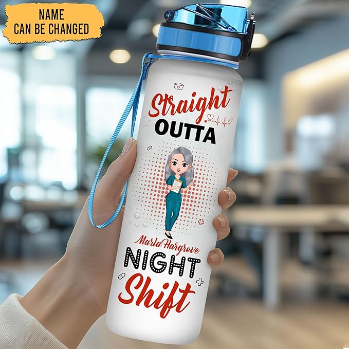 Hyturtle Personalized Nurse Water Bottle - 32oz Motivational Water Bottle with Leak-Proof Lid Time Marker - Custom Name Gift for Nurse, Nursing Students, Nurse Coworkers On Birthday Nurse's Day